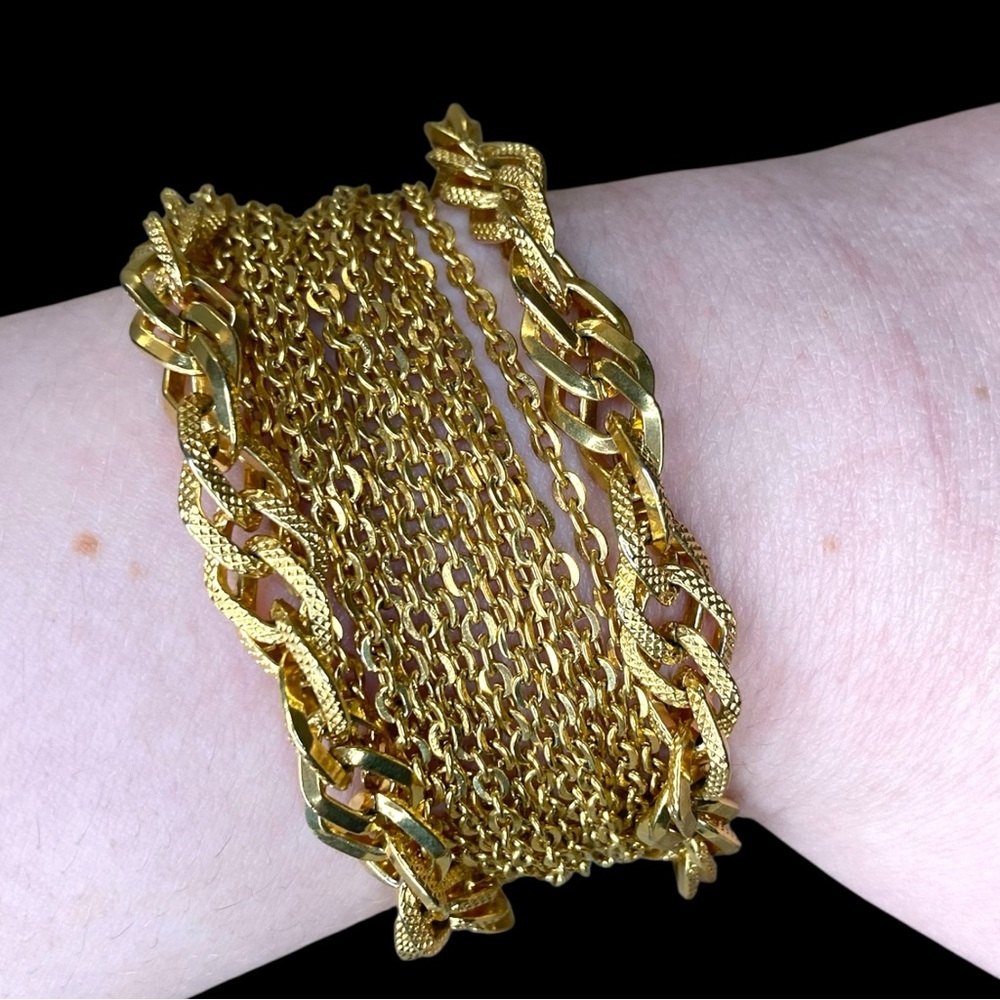 NO LABEL Faux Gold Chunky Layered Chain Bracelet - 7.25”